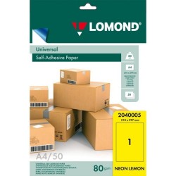 Lipnus popierius lipdukams Lomond Self-Adhesive Universal Labels, 1/210x297, A4, 50 lapų, Lemon neon